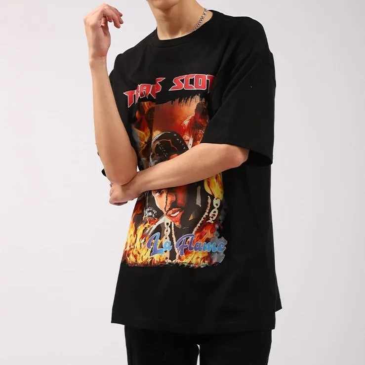 La Flame - Travis Scott Men's Graphic Oversized T shirt