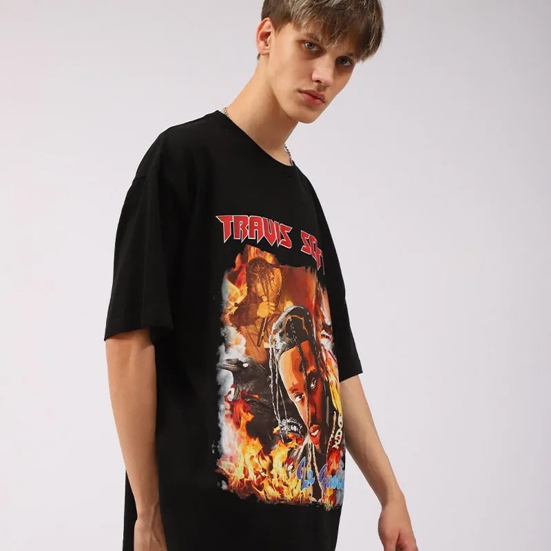 La Flame - Travis Scott Men's Graphic Oversized T shirt