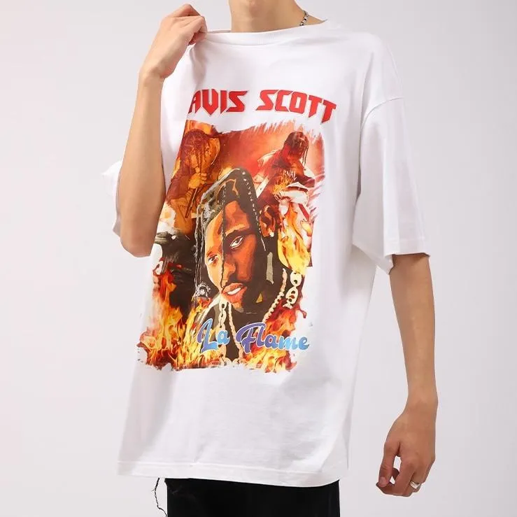 La Flame - Travis Scott Men's Graphic Oversized T shirt