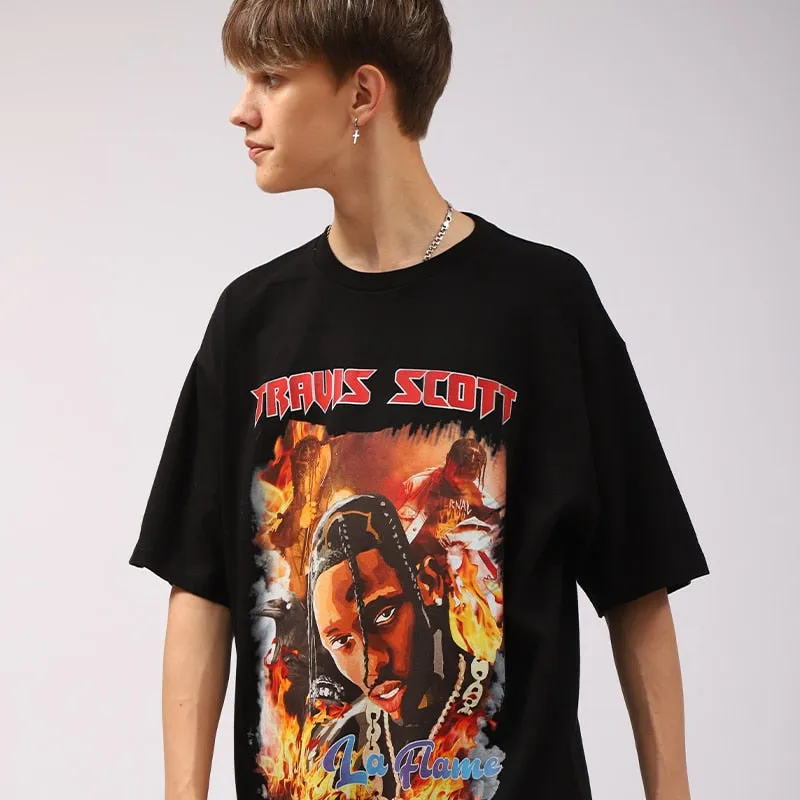 La Flame - Travis Scott Men's Graphic Oversized T shirt