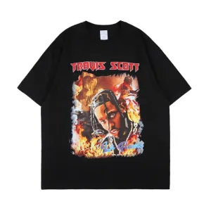 La Flame - Travis Scott Men's Graphic Oversized T shirt