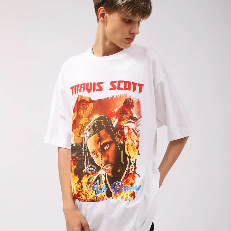 La Flame - Travis Scott Men's Graphic Oversized T shirt