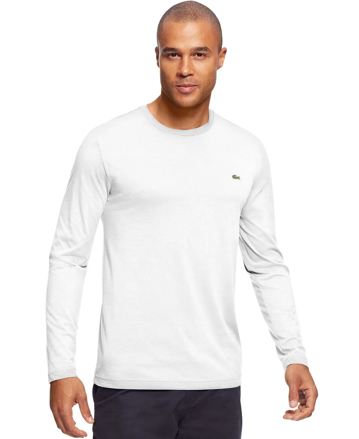 Lacoste Men's Long Sleeve Crew Neck Jersey T-Shirt, White