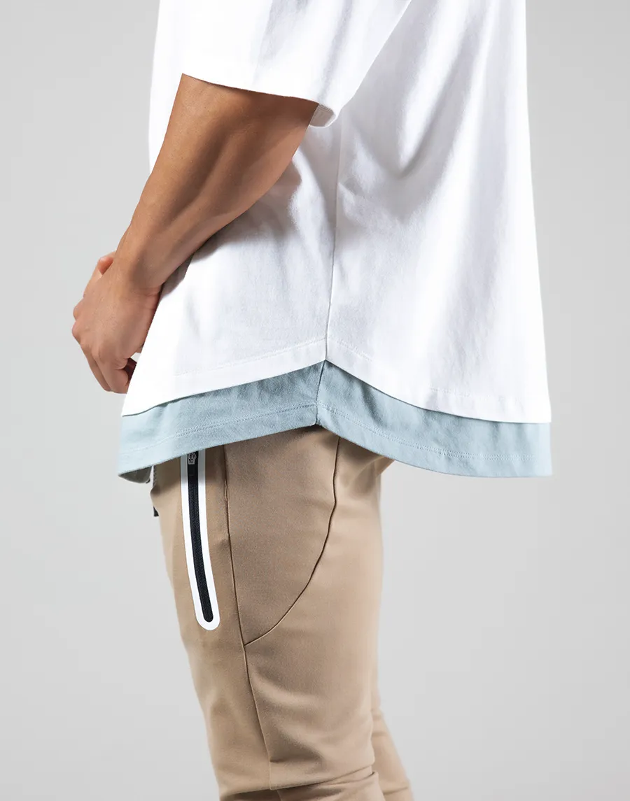 Layered Big T-Shirt "Wide Shoulder" - White