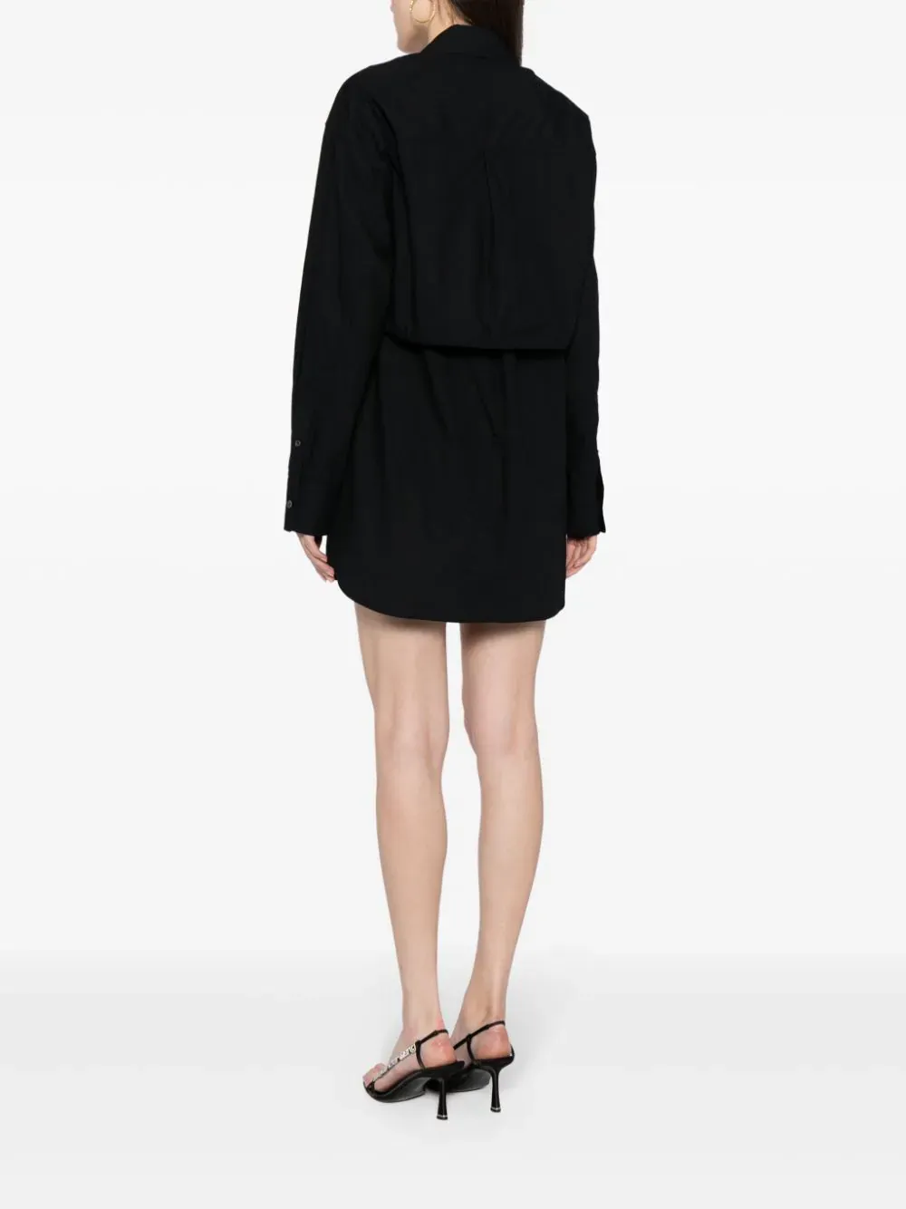 Layered Shirt Dress In Compact Cotton With Self-Tie