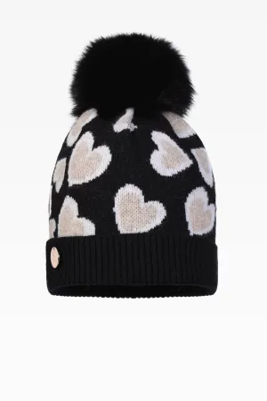 Lily Heart Pom Pom Hat - Real Fur