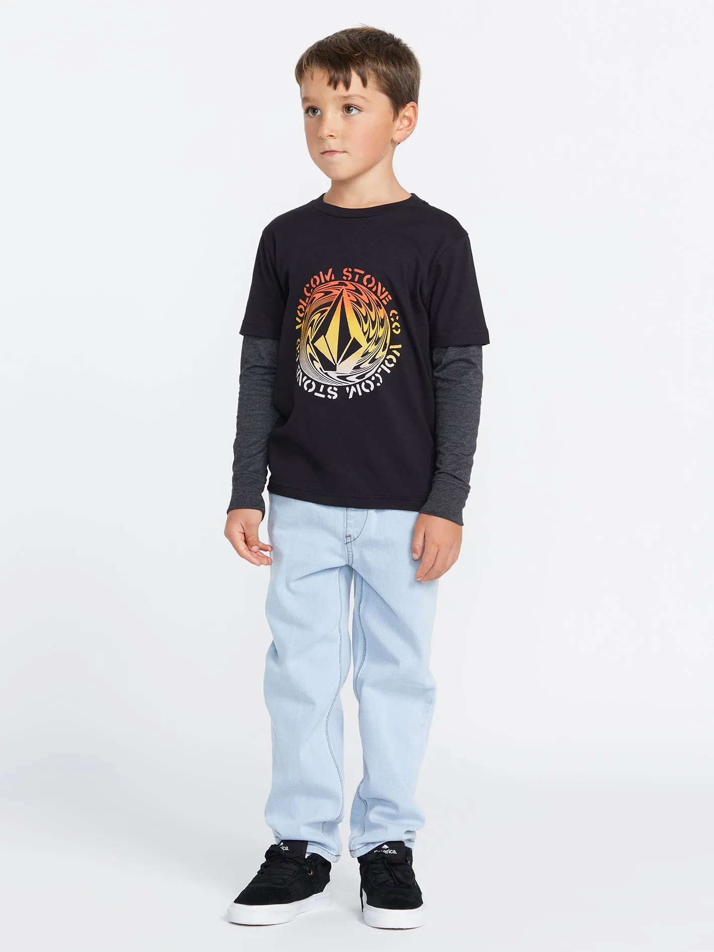 Little Boys Rotato Twofer Long Sleeve Shirt - Black