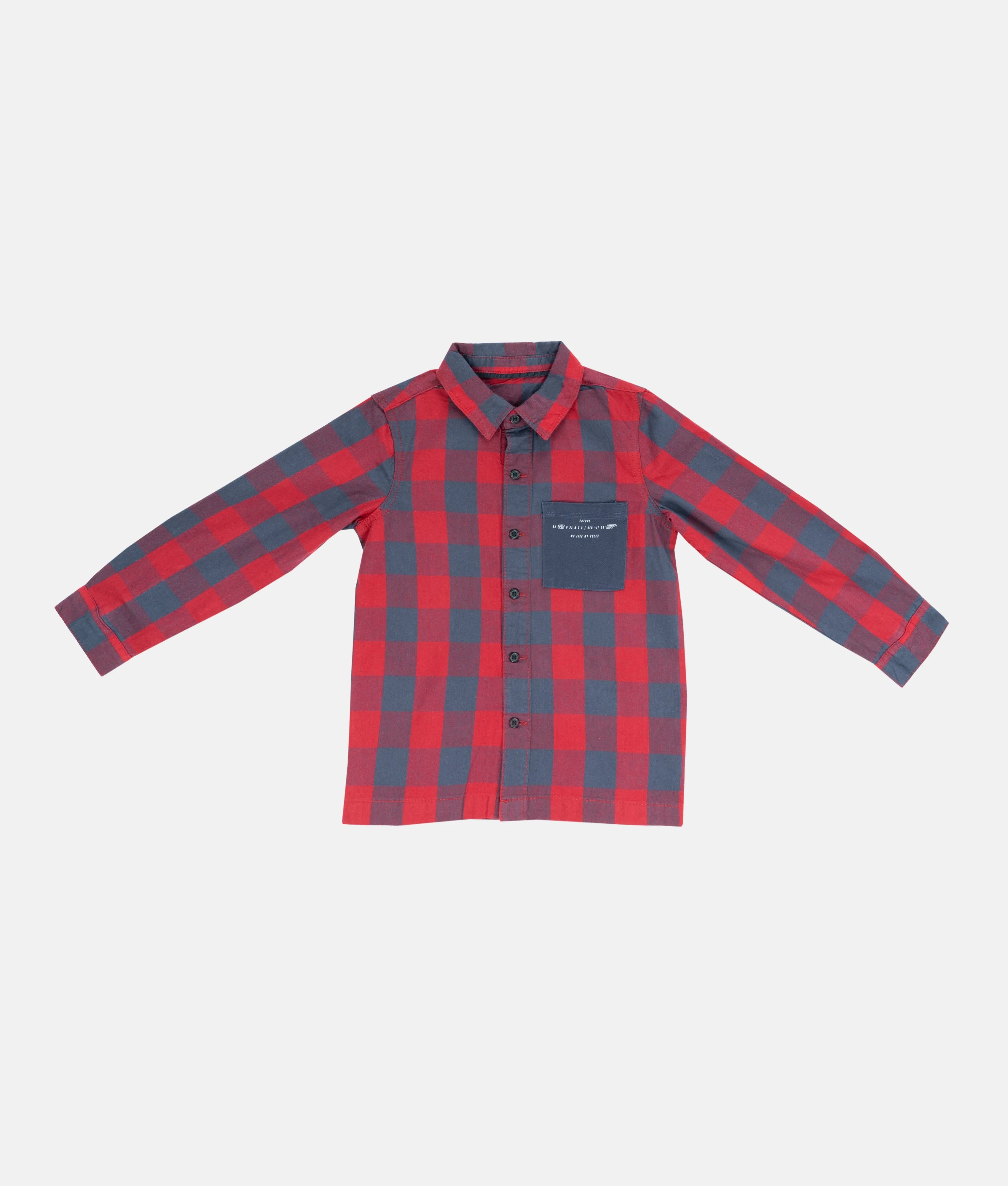 Long Sleeved Red Checked Boys Shirt with T Shirt