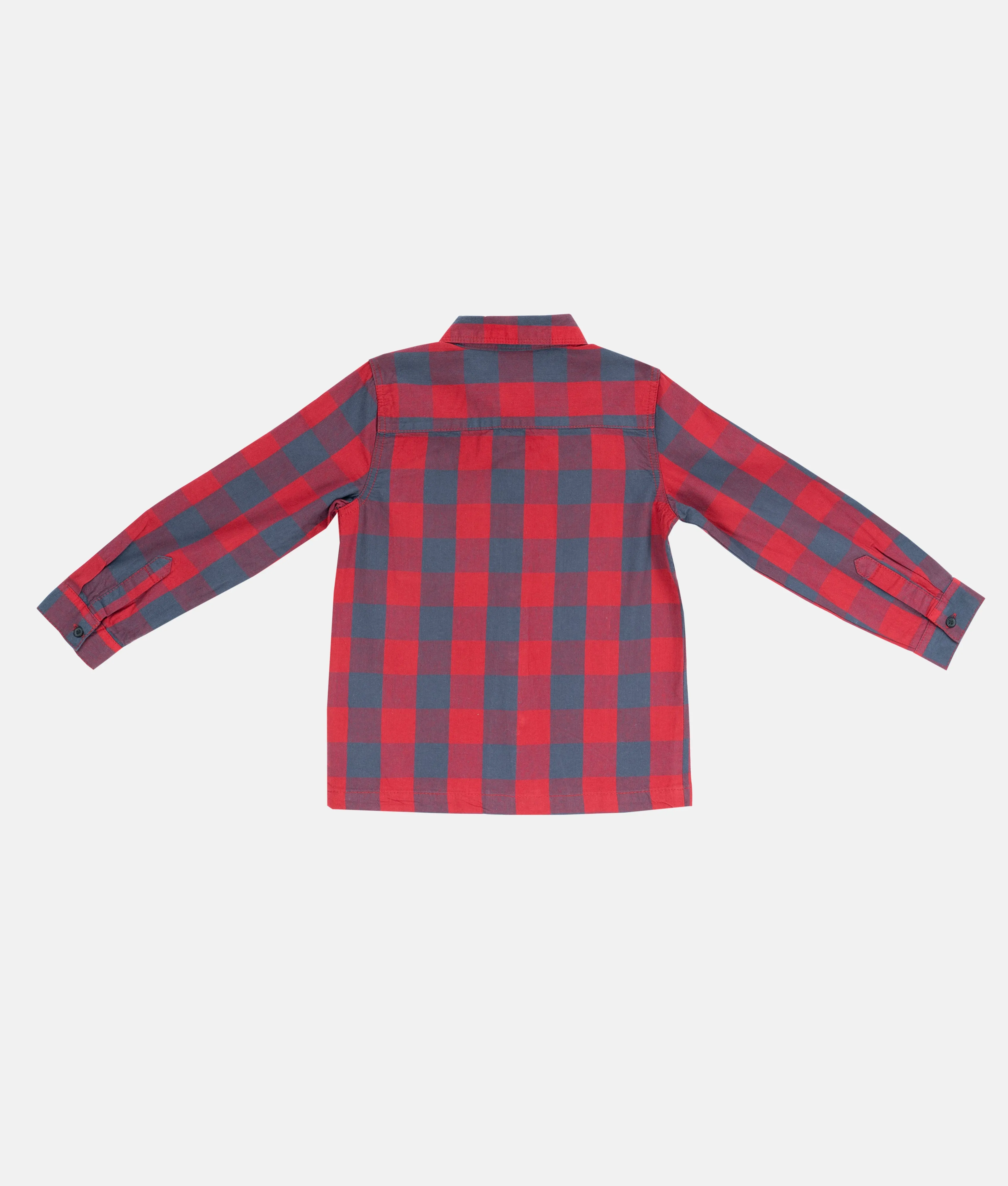 Long Sleeved Red Checked Boys Shirt with T Shirt