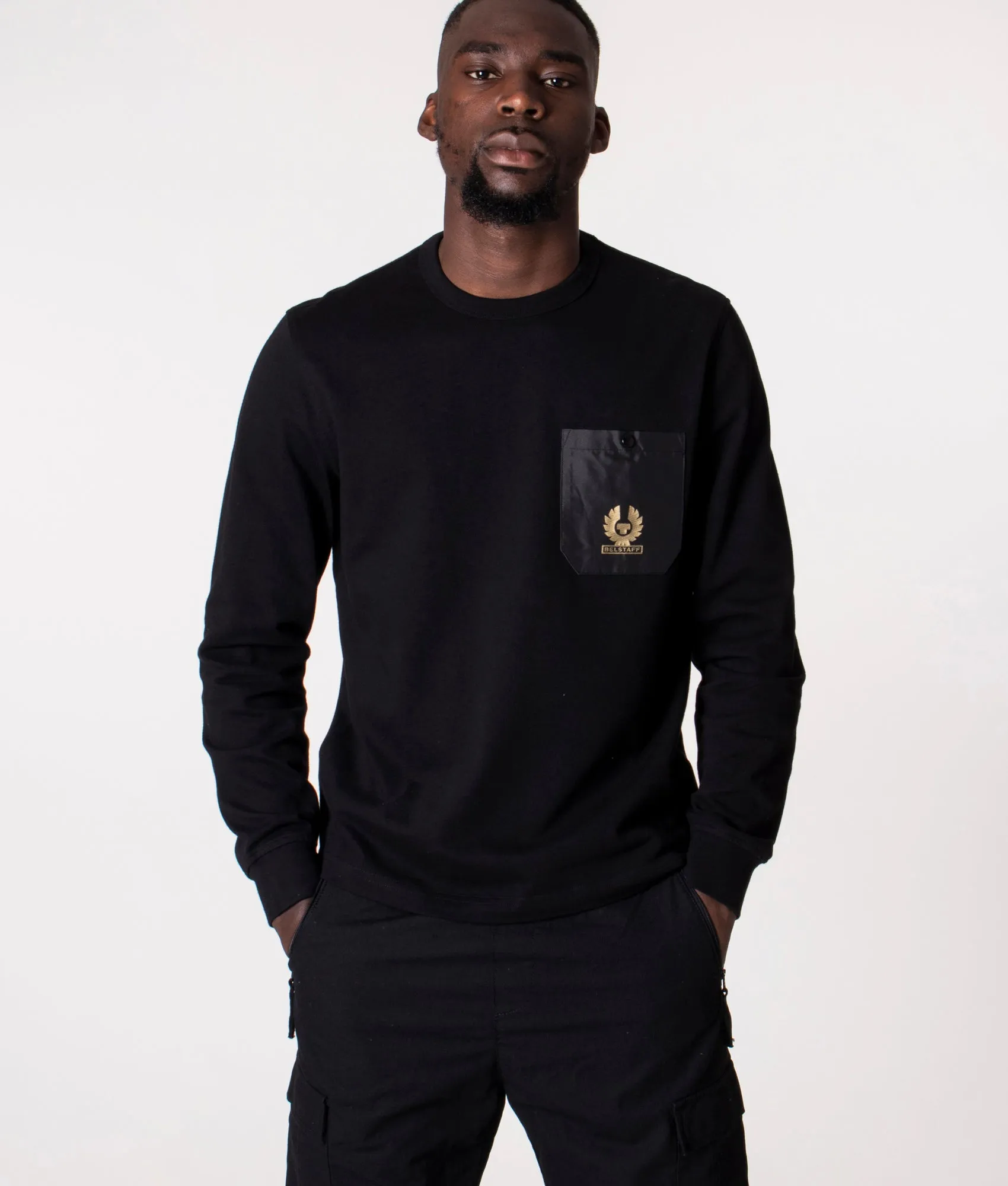 Long Sleeved Woven Pocket T-Shirt