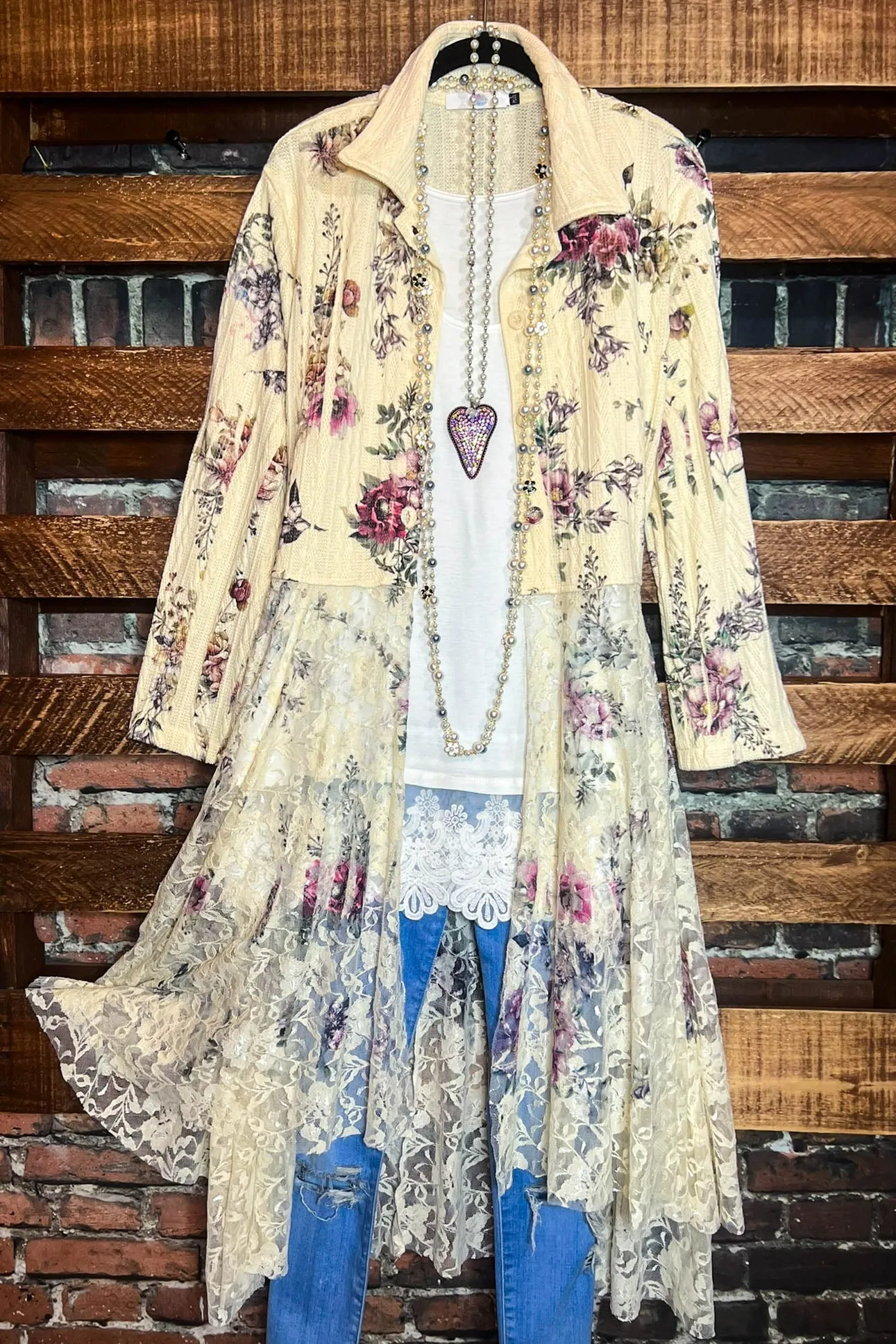 LOVE OF MY LIFE FLORAL LACE CARDIGAN JACKET IN MULTI-COLOR