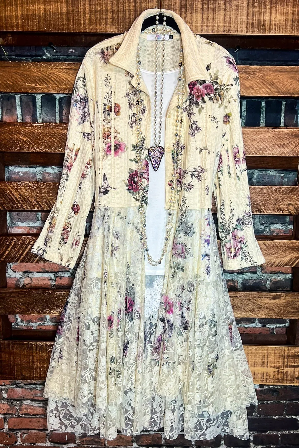 LOVE OF MY LIFE FLORAL LACE CARDIGAN JACKET IN MULTI-COLOR