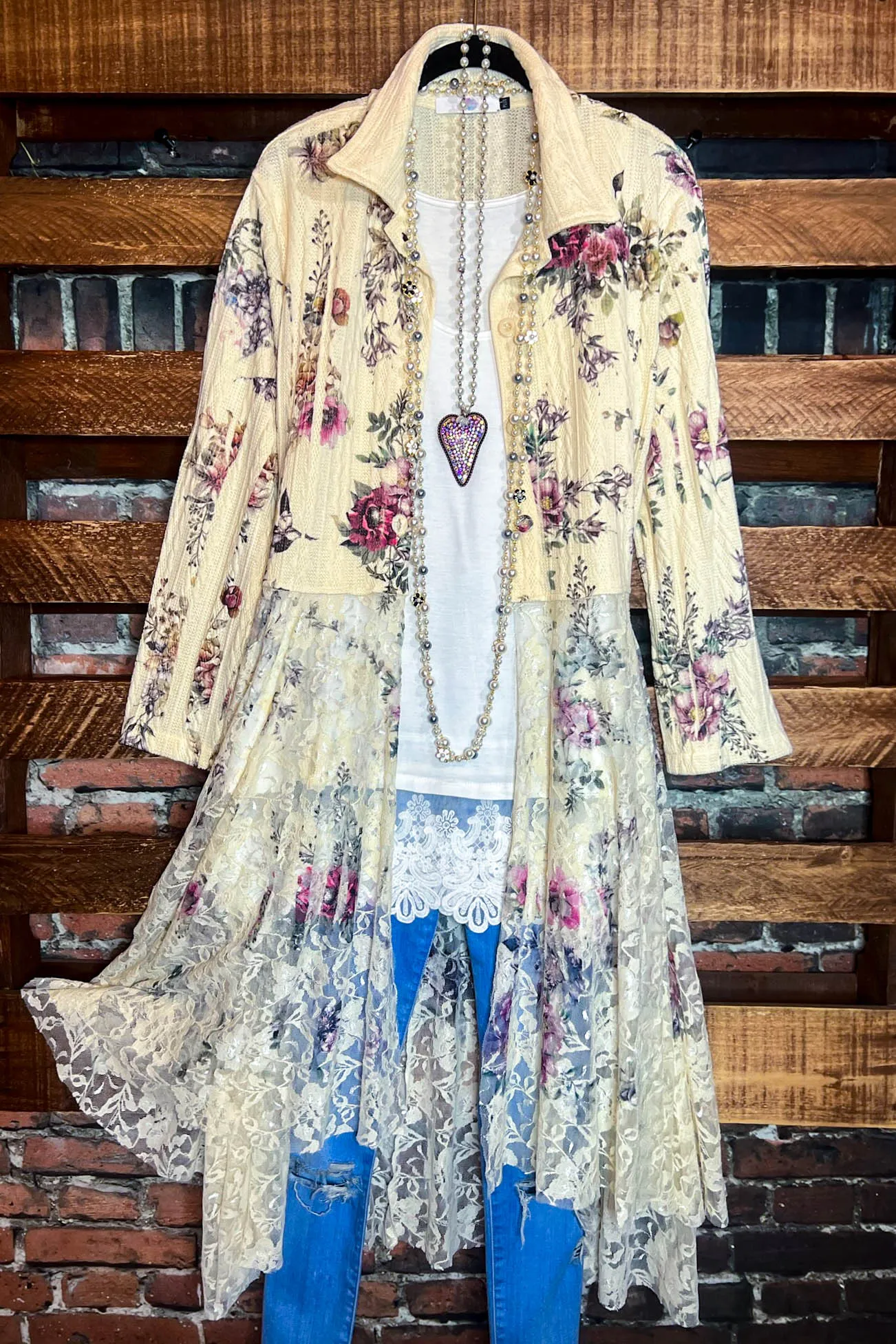 LOVE OF MY LIFE FLORAL LACE CARDIGAN JACKET IN MULTI-COLOR