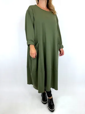 Made in Italy Lagenlook Gina Pocket Tunic in Olive Green. 6562