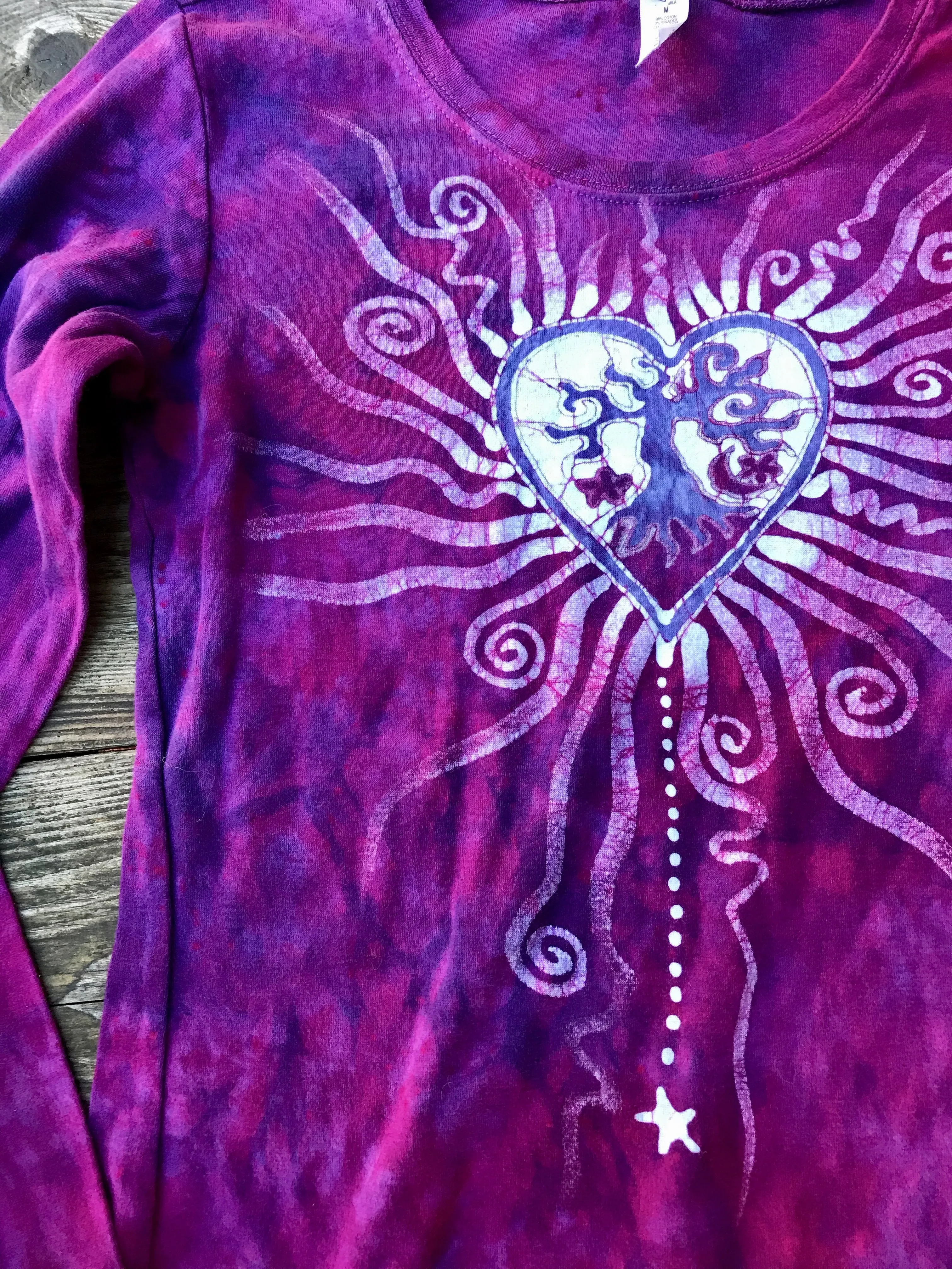 Magenta Tree Heart Long Sleeve Batik Tee