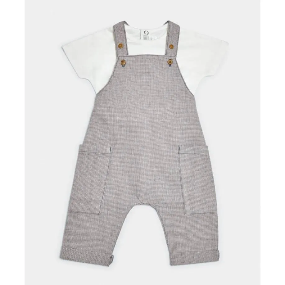 Mamas and Papas Woven Dungarees & T-Shirt - 2 Piece Set