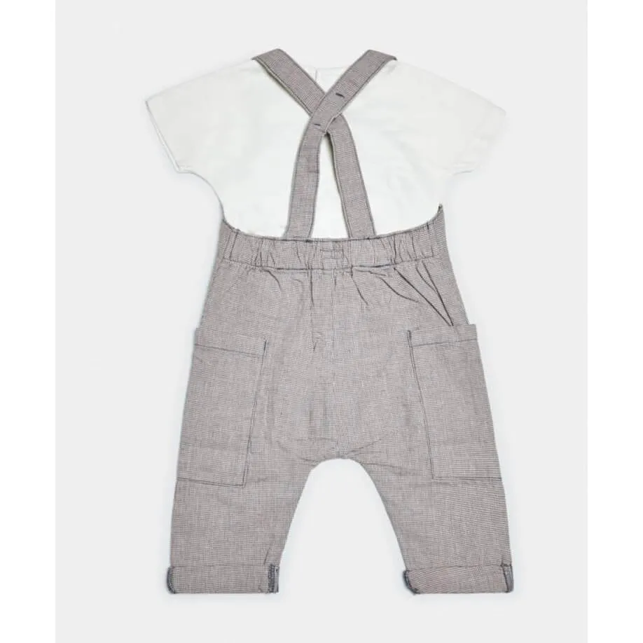 Mamas and Papas Woven Dungarees & T-Shirt - 2 Piece Set