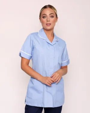 Memory Women's Classic Healthcare Tunic - Pale Blue / White