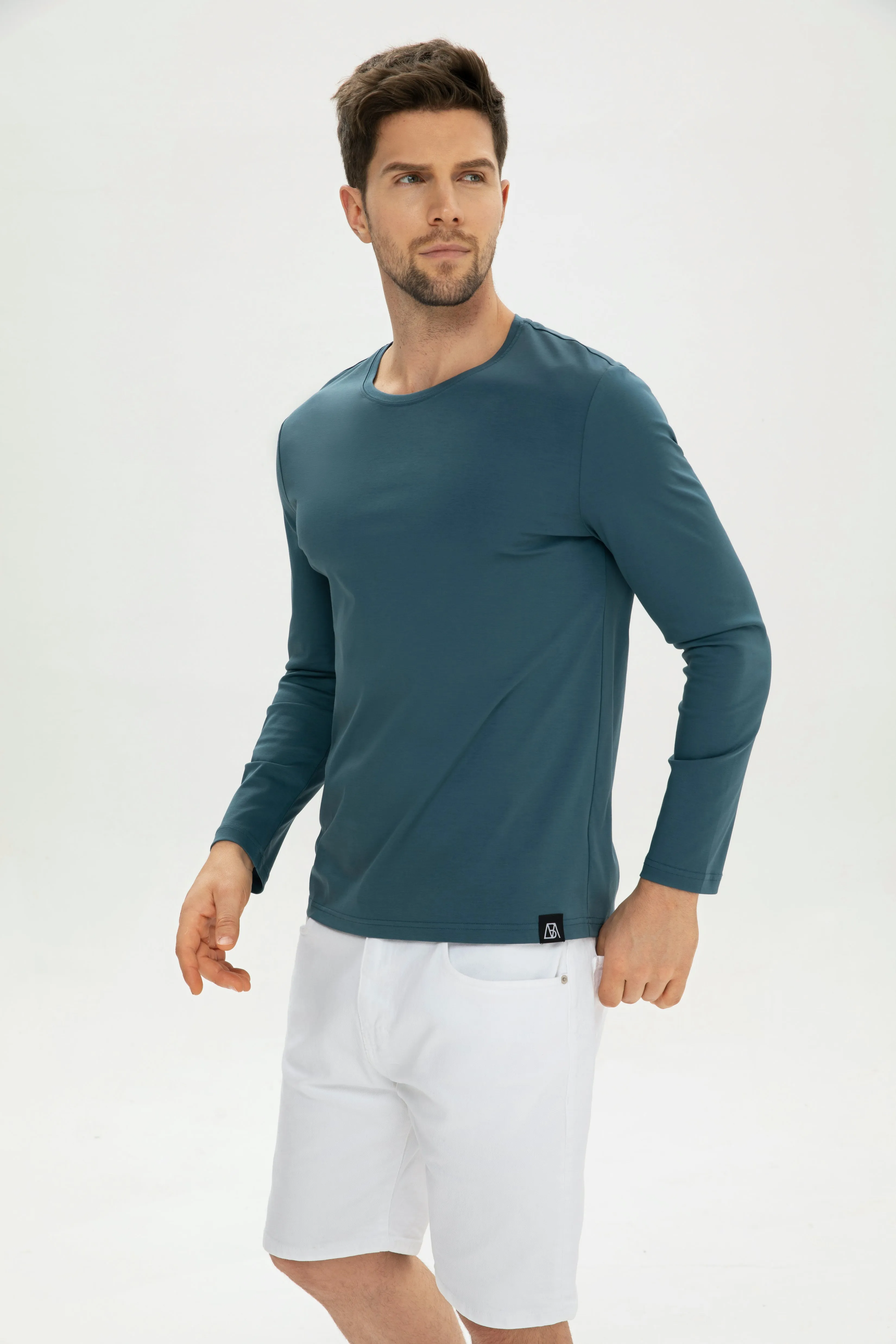 Men Crew-Neck Cotton Long Sleeves