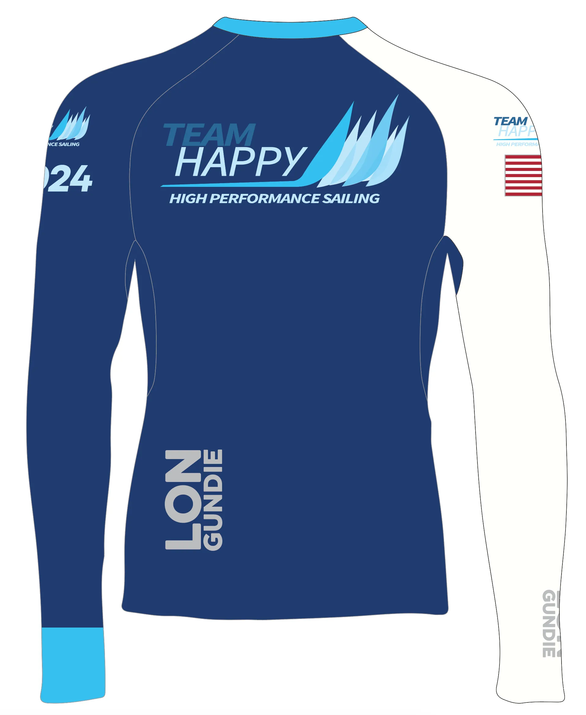 MEN TECH-TEE TOP LONG SLEEVE BLUE | TEAM HAPPY | PSNLZ'D