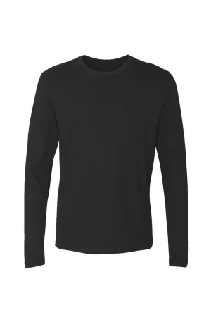 Men's Black Cotton Long-Sleeve Crew