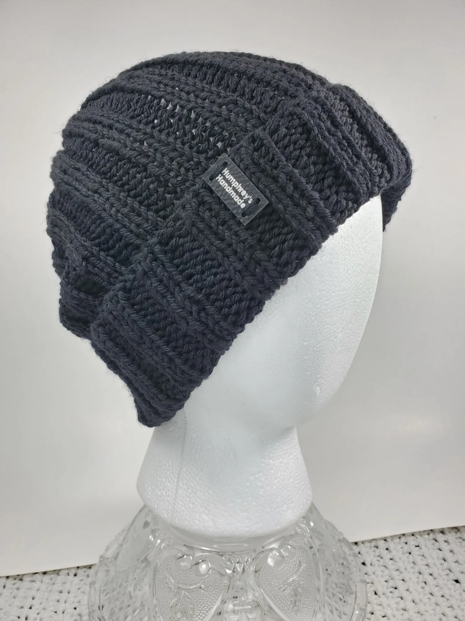 Men's BLACK Merino Wool Watch Cap | Super Stretchy Knitted Winter Hat | Unisex | USA Made