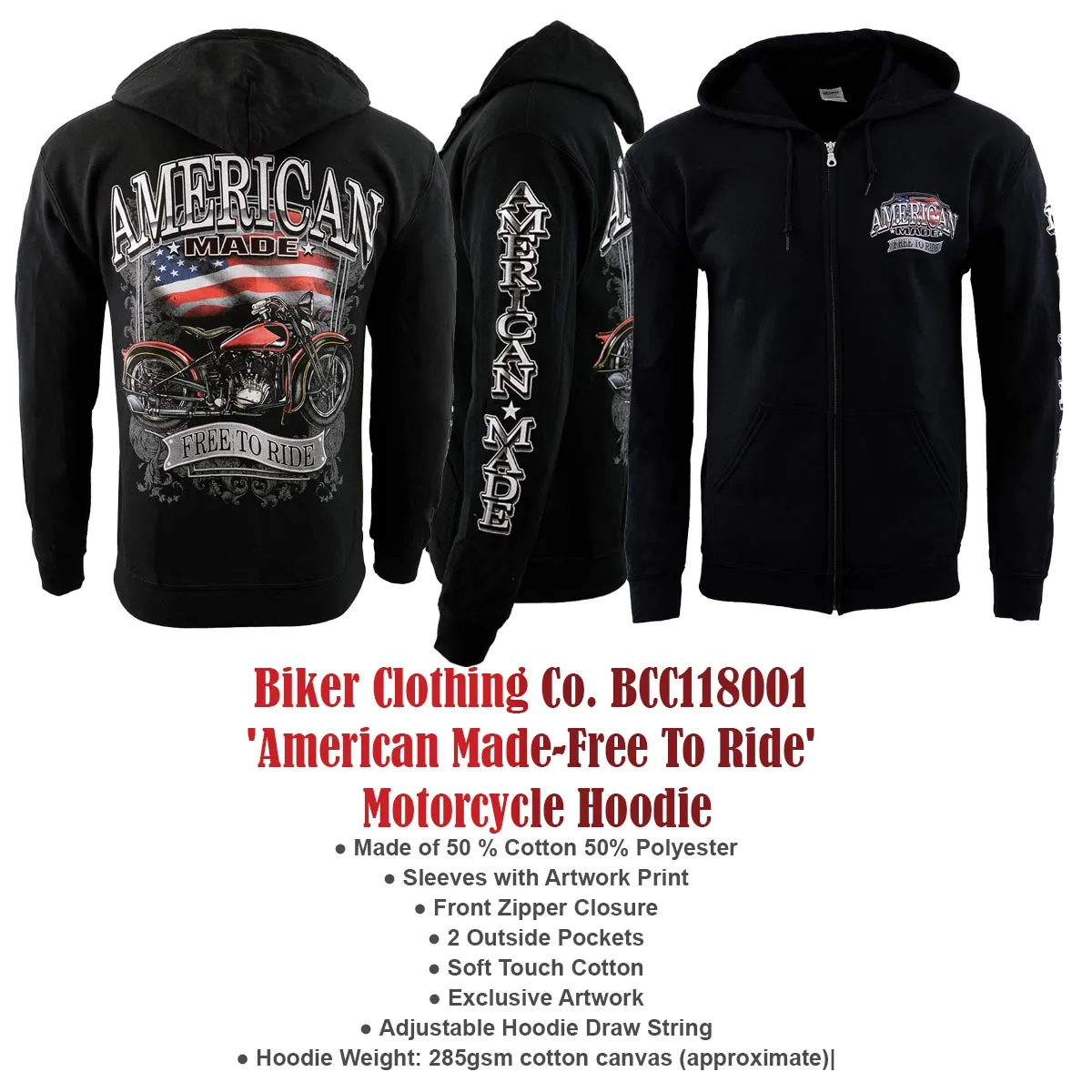 Men’s Box-4 Biker Clothing Co. Short Sleeve, Long Sleeve and Hoodie Bundle Box