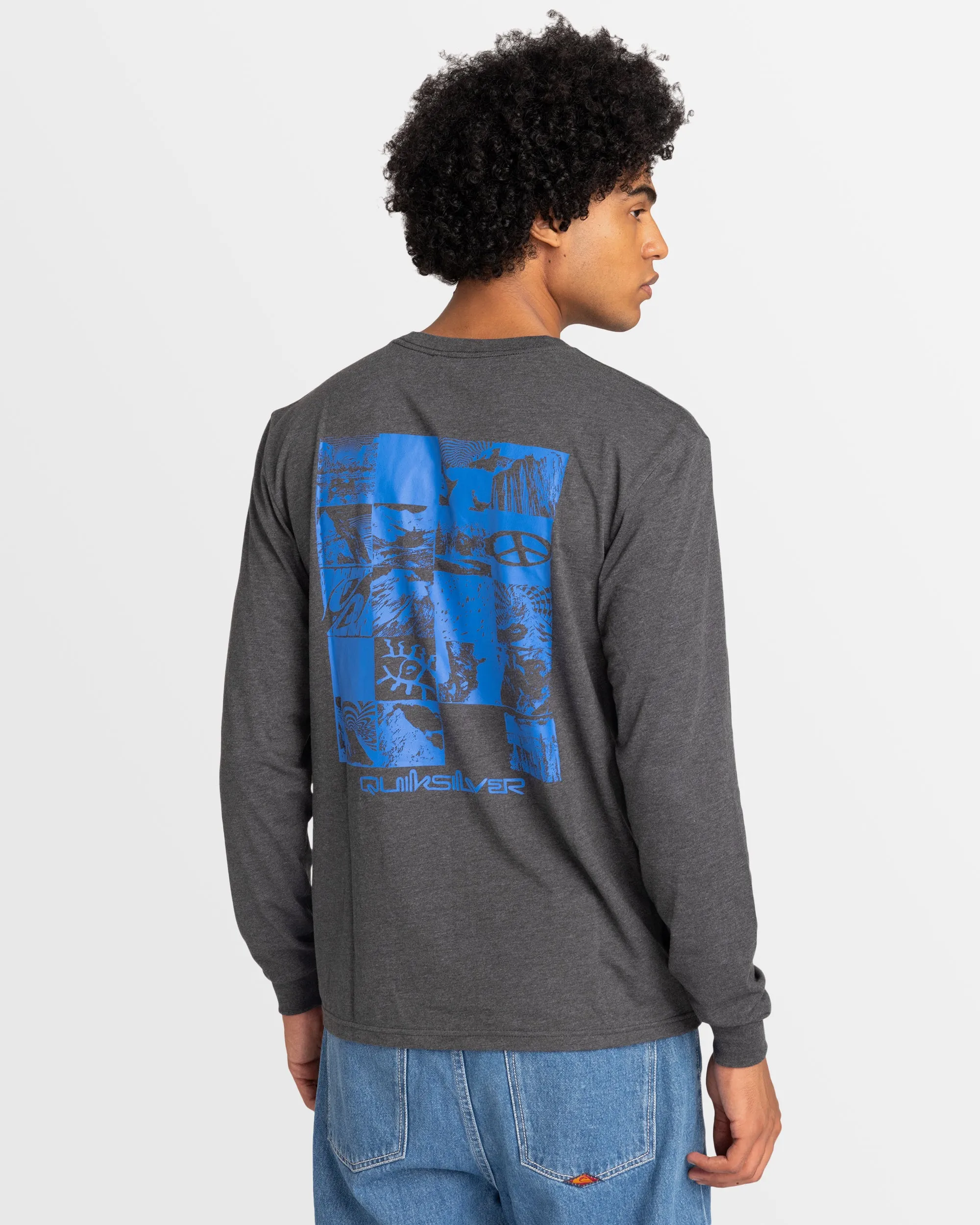 Mens Checker Mountain Long Sleeve T-Shirt