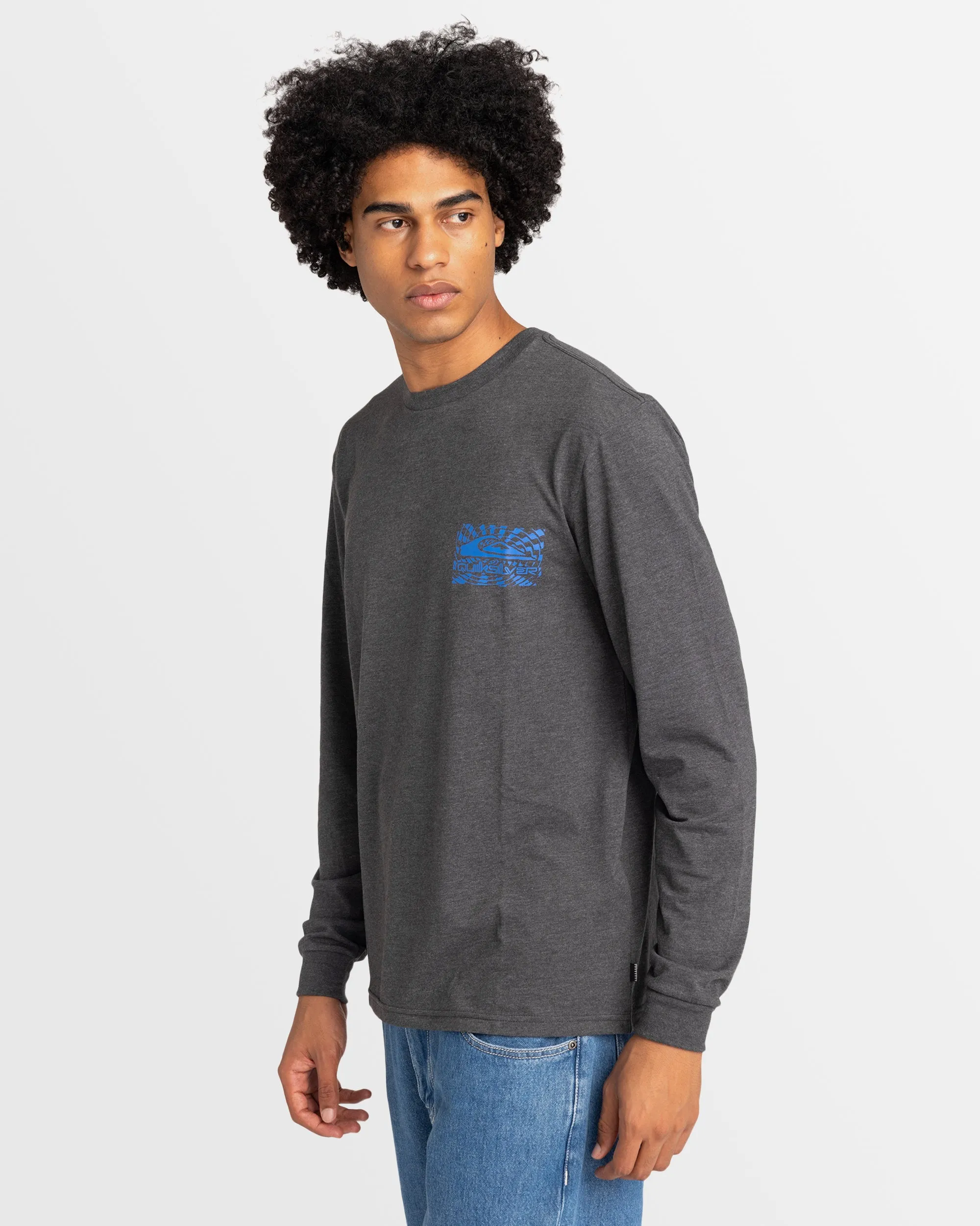 Mens Checker Mountain Long Sleeve T-Shirt