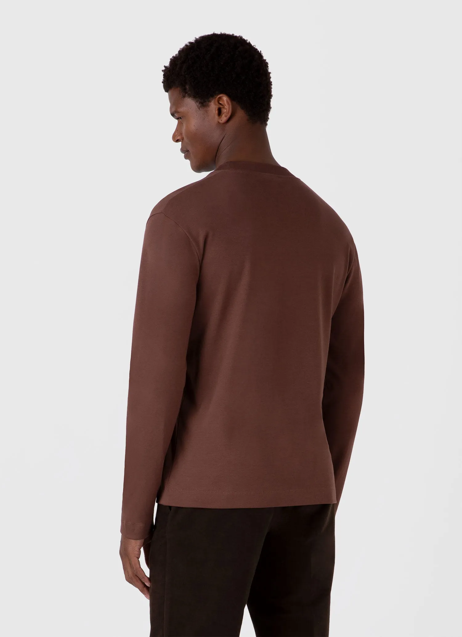 Men's Long Sleeve Heavyweight T-shirt in Cocoa Brown