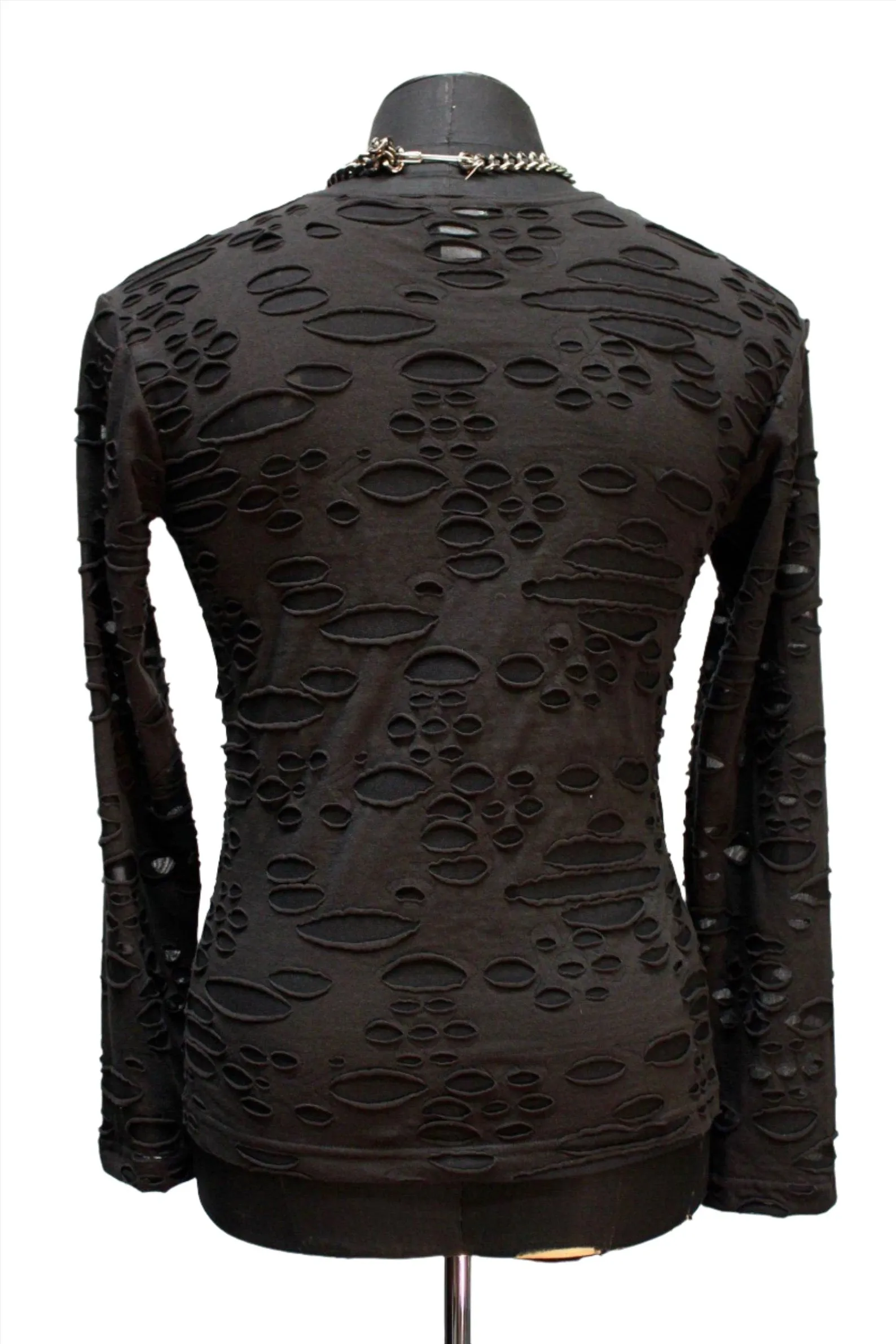 MEN'S LONG SLEEVE TEE - DECAYED FABRIC - BLACK