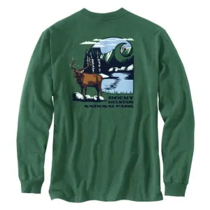 Men's Loose Fit Heavyweight Long-Sleeve Rocky Mountain National Park Graphic T-Shirt