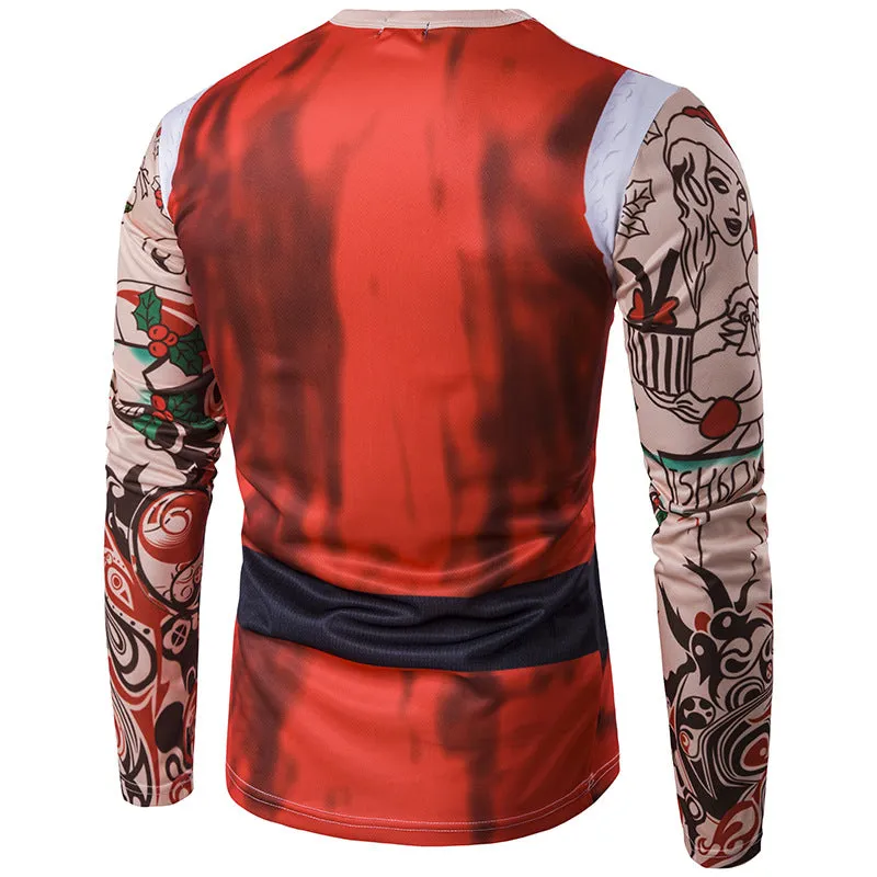 Men's  Santa Crew Neck 3D Long Sleeve T-shirt