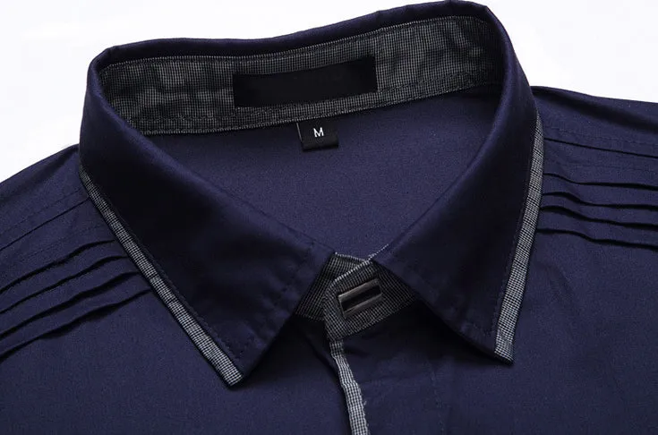 Mens Shirt with Layered Shoulder Details in Black