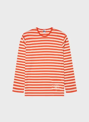 Men's Sunspel x Nigel Cabourn Long Sleeve T-shirt in Orange/Stone White