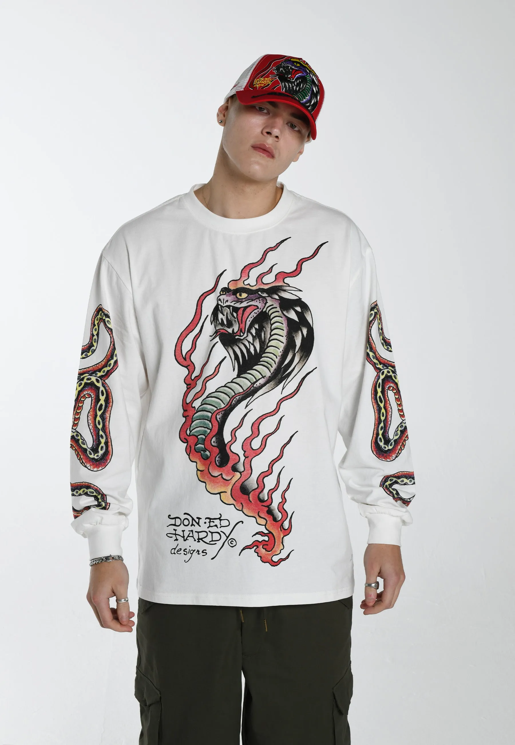 Mens Venom-Slither Long T-Shirt - White