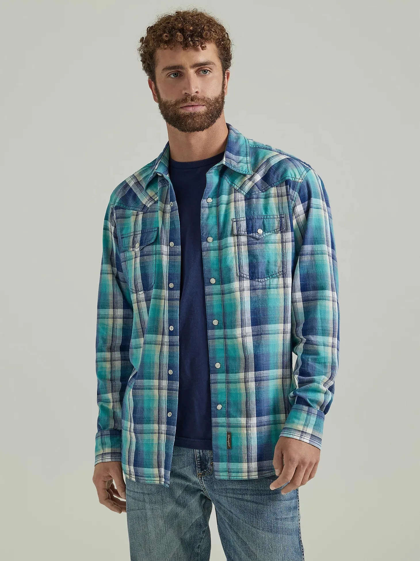 MEN'S WRANGLER RETRO® OCEAN PLAID