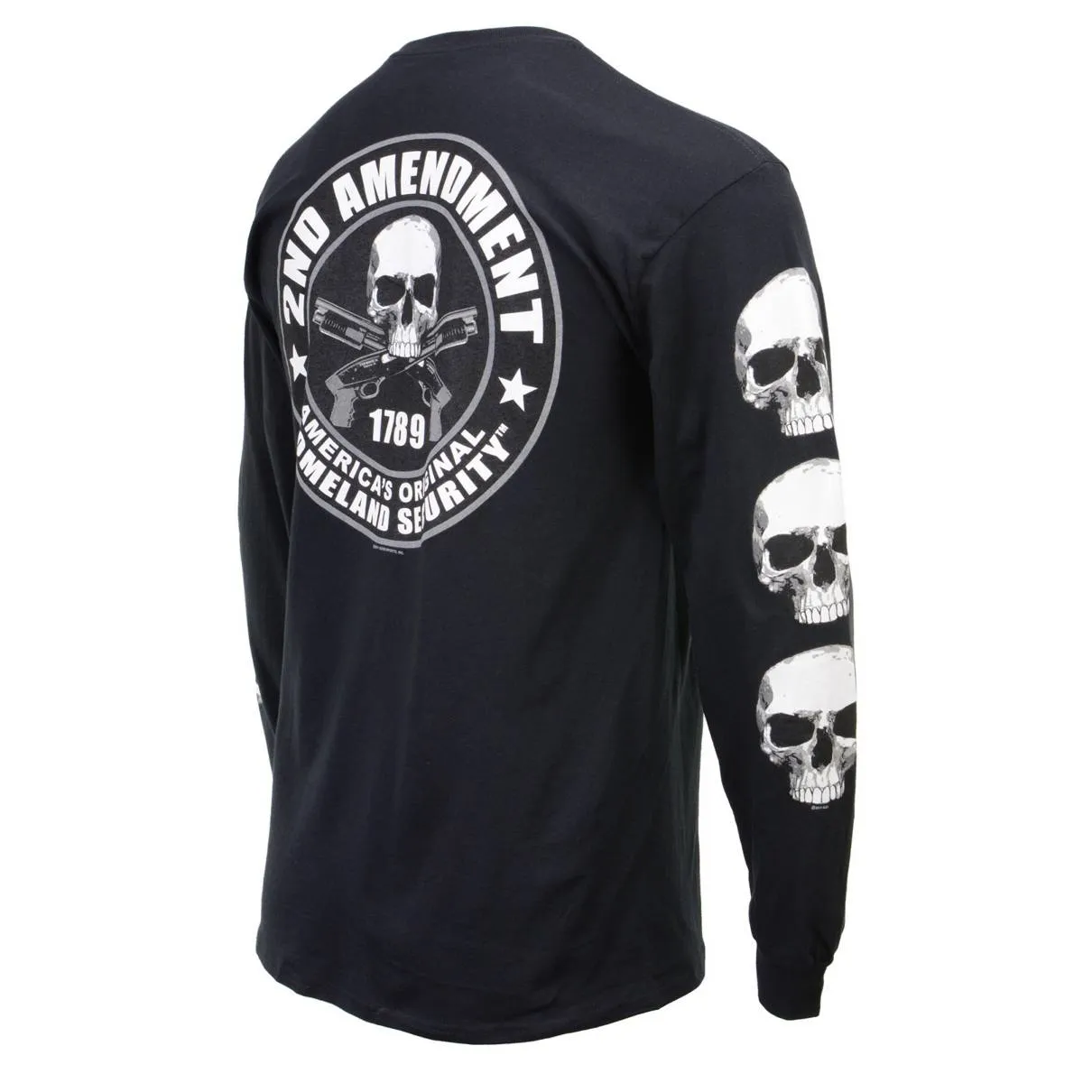 Milwaukee Leather MPMH117003 Men's '2nd Amendment America's Original Homeland Security' Long Sleeve Black T-Shirt