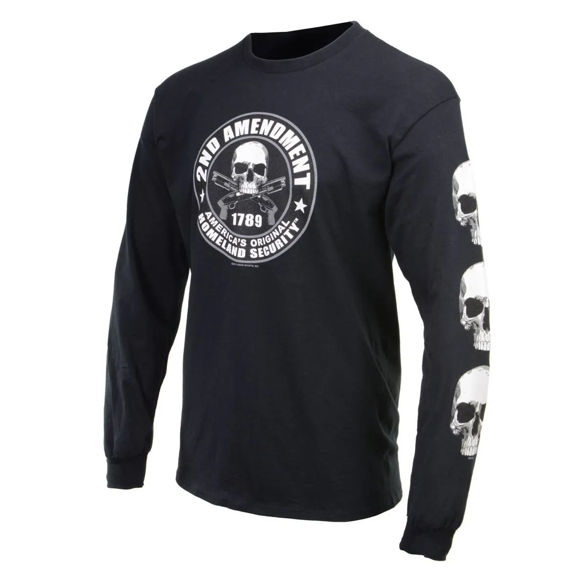 Milwaukee Leather MPMH117003 Men's '2nd Amendment America's Original Homeland Security' Long Sleeve Black T-Shirt