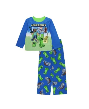 Minecraft Big Boys Pull Over Head T-shirt and Elastic Waist Pants, 2 Piece Set