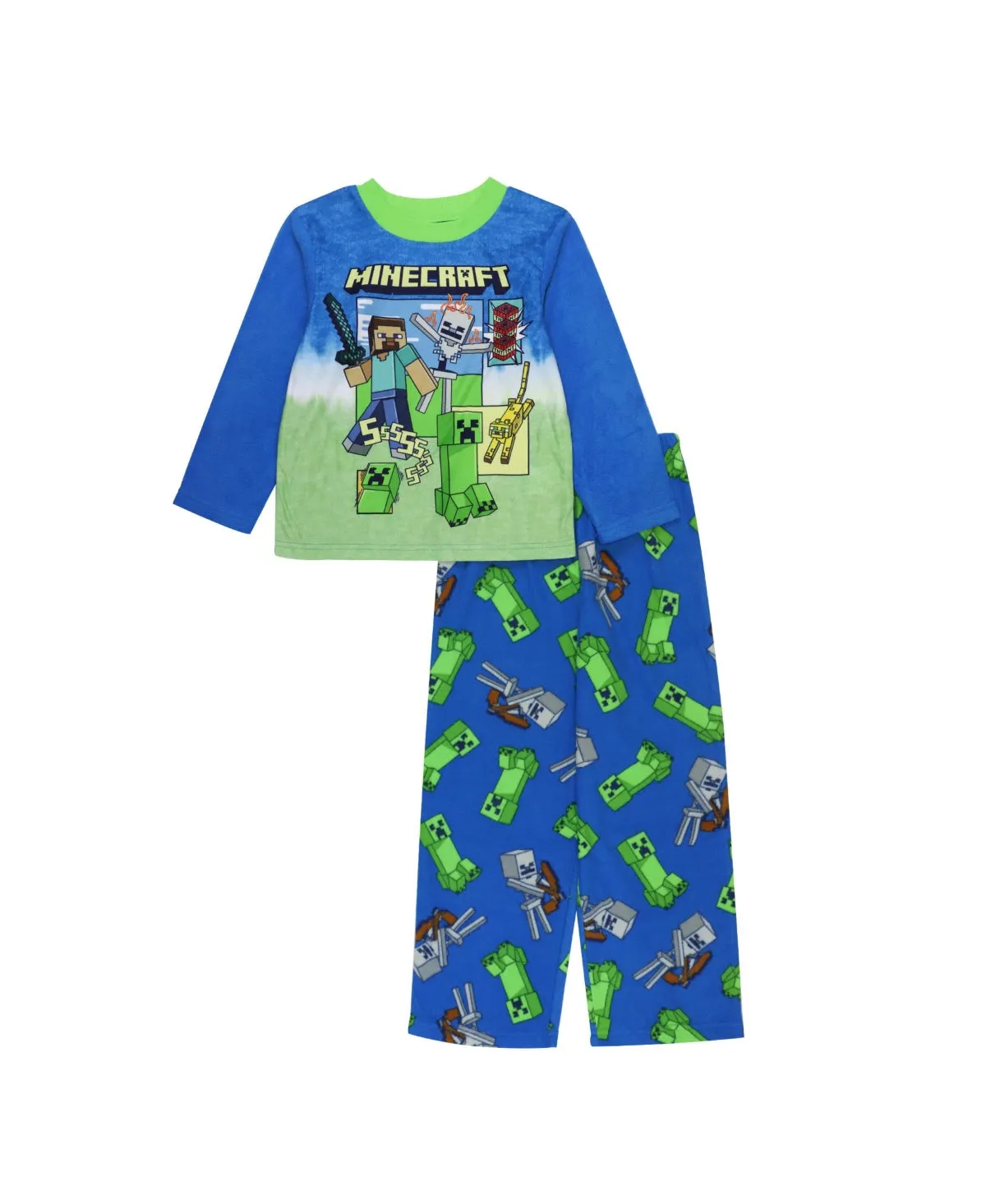 Minecraft Big Boys Pull Over Head T-shirt and Elastic Waist Pants, 2 Piece Set