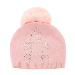 Mitchie's | Knit Slouch Hat with Star & Fox Fur Pompom | Women's