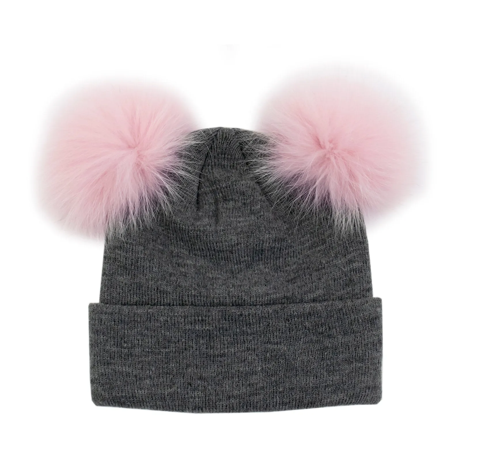 Mitchie's Matchings | Knitted Hat with Mickey Mouse Fox Fur Poms | Women's