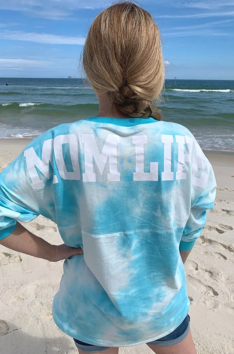 “MOM LIFE" Tie Dye Nursing Tee- Teal