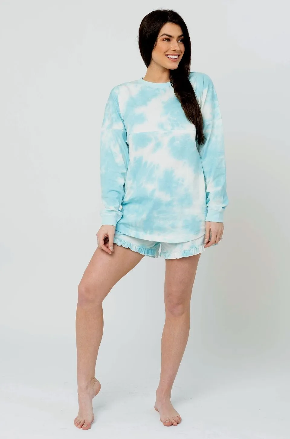 “MOM LIFE" Tie Dye Nursing Tee- Teal