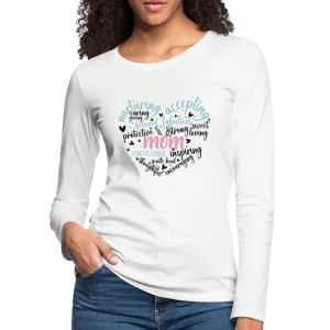 Mom Word Art Heart Women's Premium Long Sleeve T-Shirt