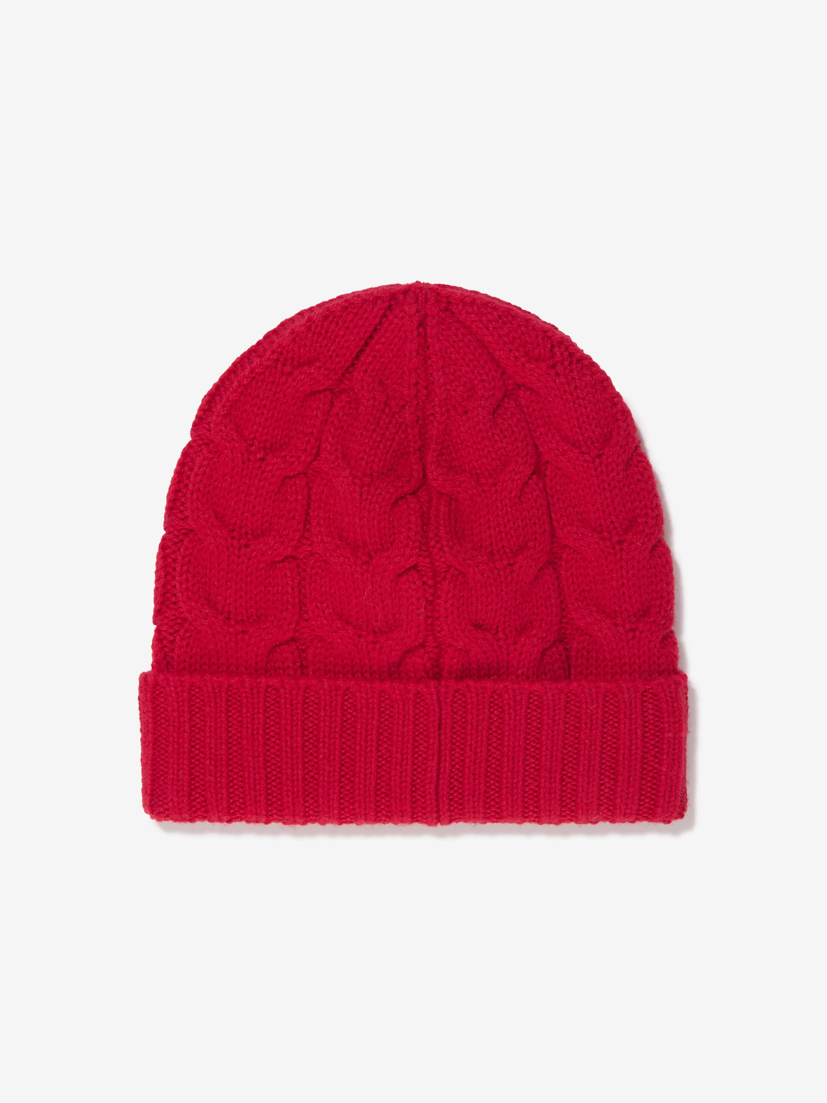 Moncler Enfant Boys Cable Knit Wool Beanie in Red