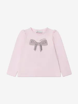 Monnalisa Girls Bow Print Long Sleeve T-Shirt