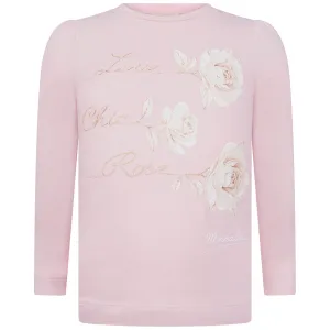 Monnalisa Girls Cotton Long Sleeve Rose T-Shirt