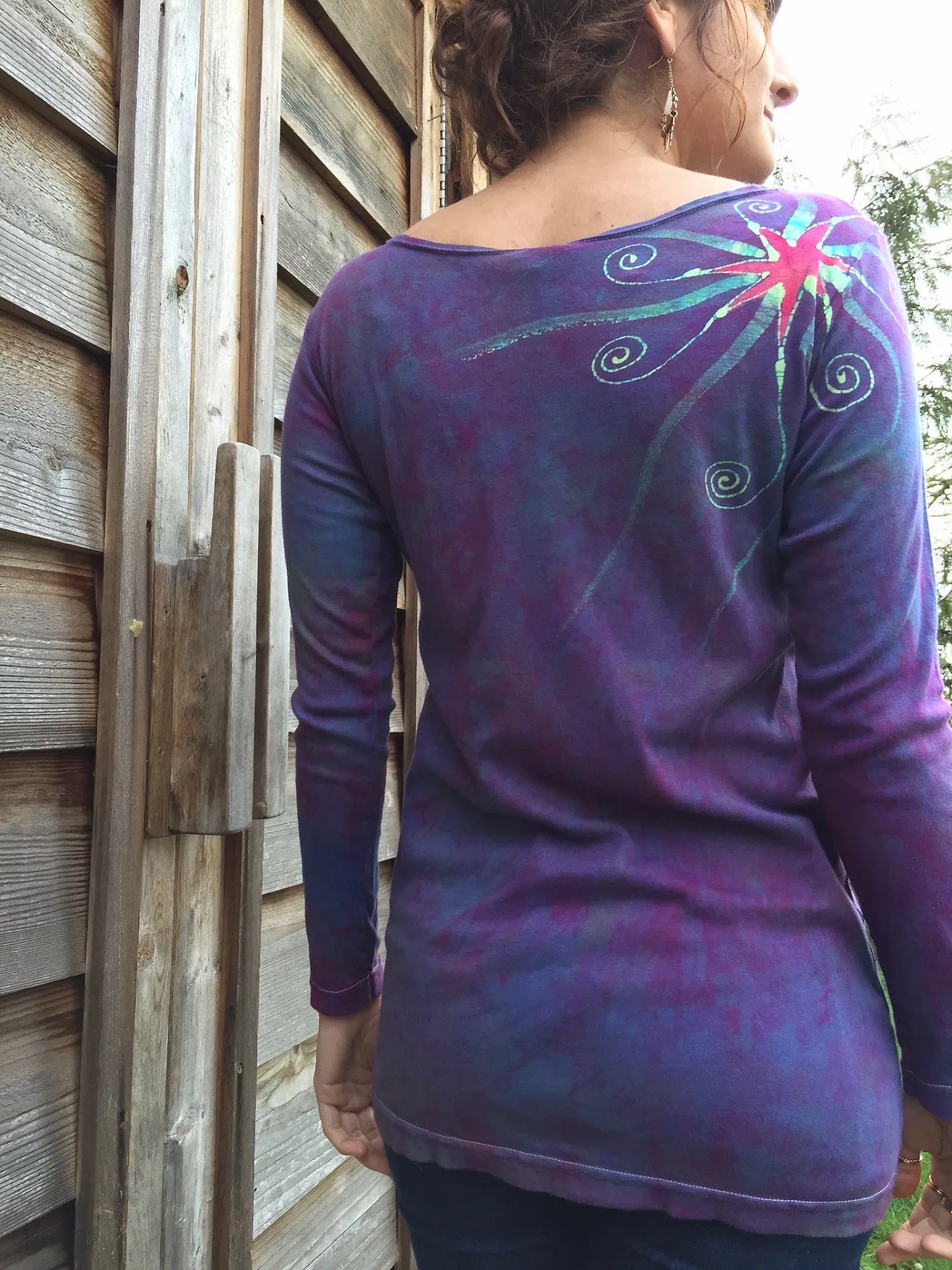 Moon Star Sunrise Long Sleeve Batik Tunic Top